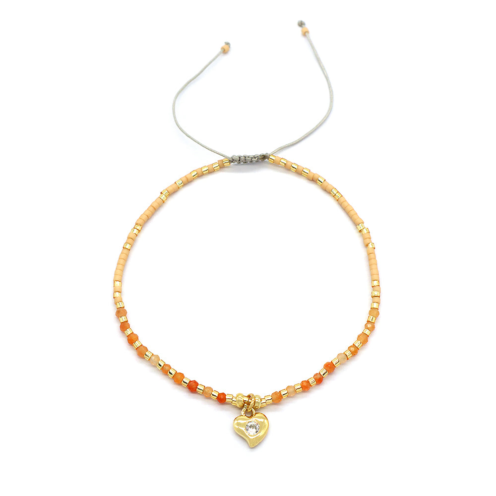 Handmade Adjustable 925 Sterling Silver Woven Macrame Miyuki Natural Stone Beads Bracelet