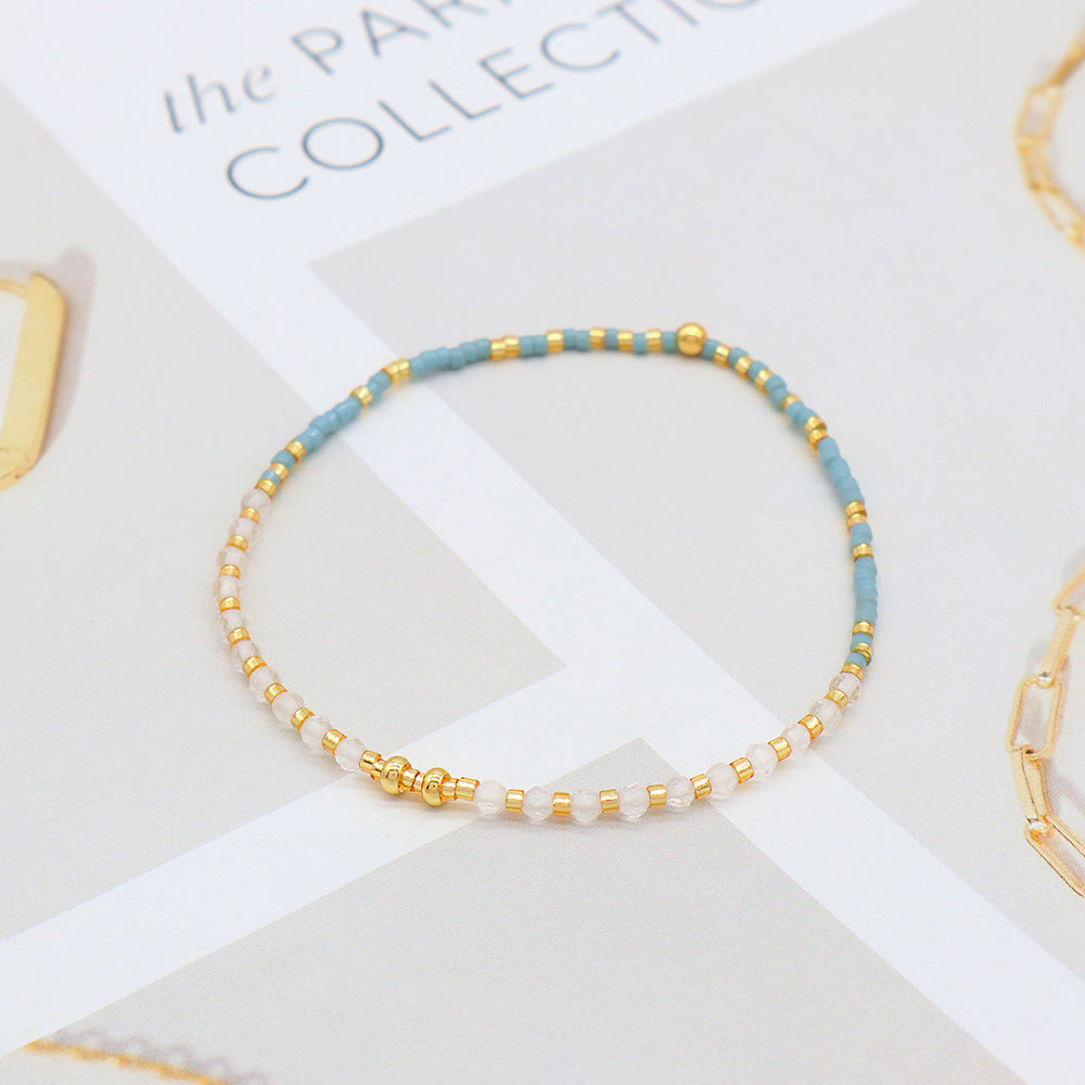 Handmade Adjustable 925 Sterling Silver Woven Macrame Miyuki Natural Stone Beads Bracelet