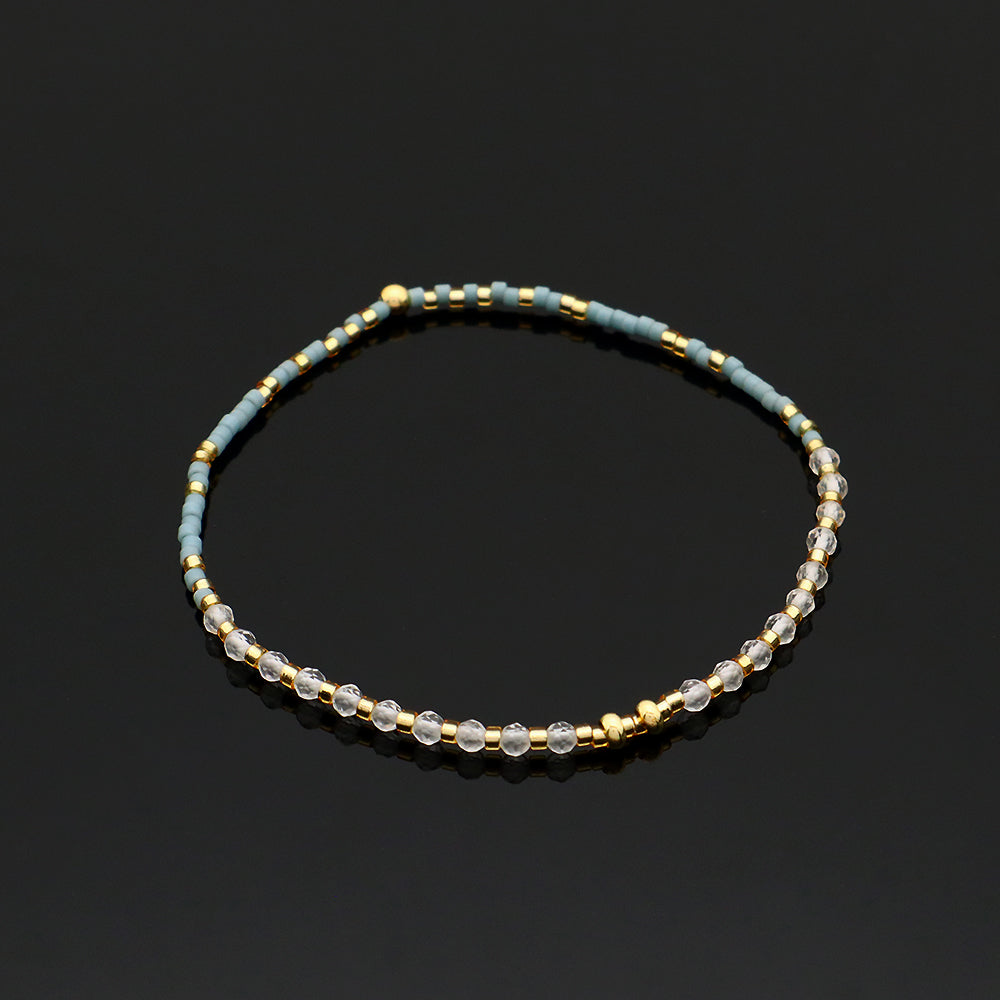 Handmade Adjustable 925 Sterling Silver Woven Macrame Miyuki Natural Stone Beads Bracelet