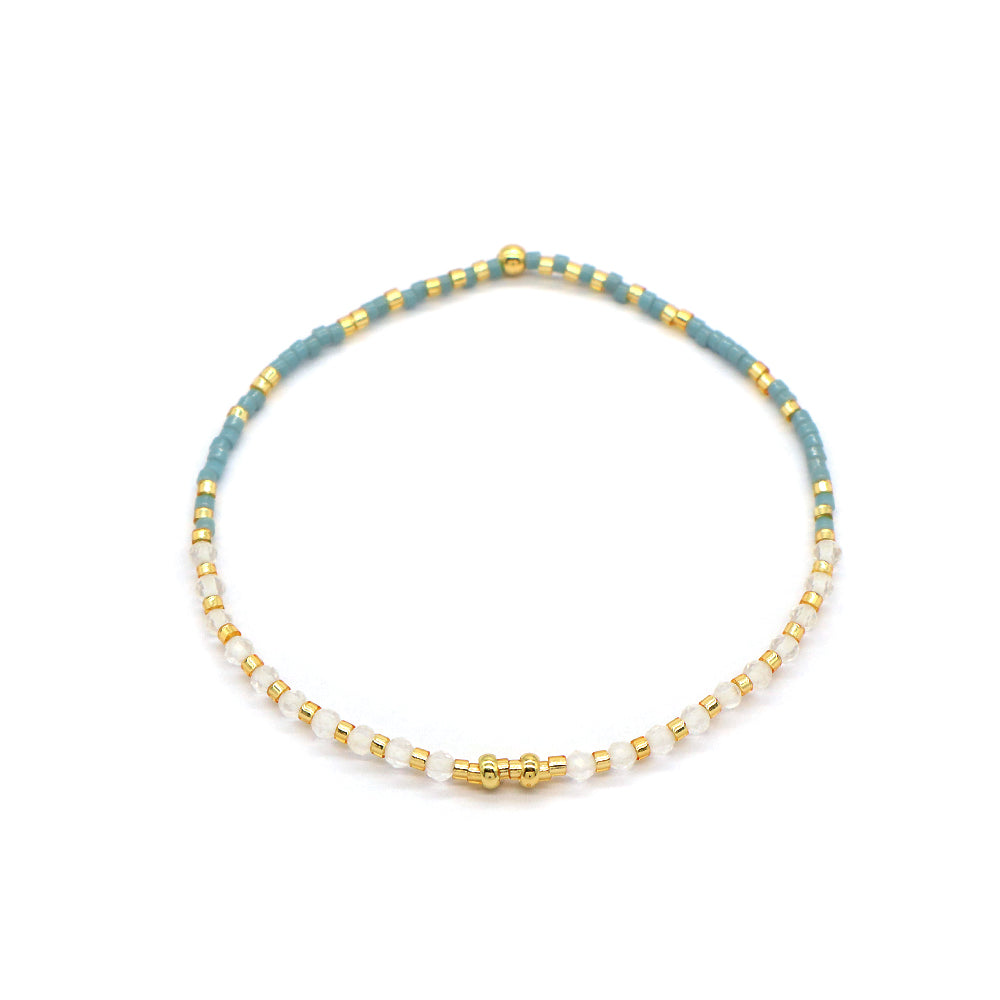 Handmade Adjustable 925 Sterling Silver Woven Macrame Miyuki Natural Stone Beads Bracelet