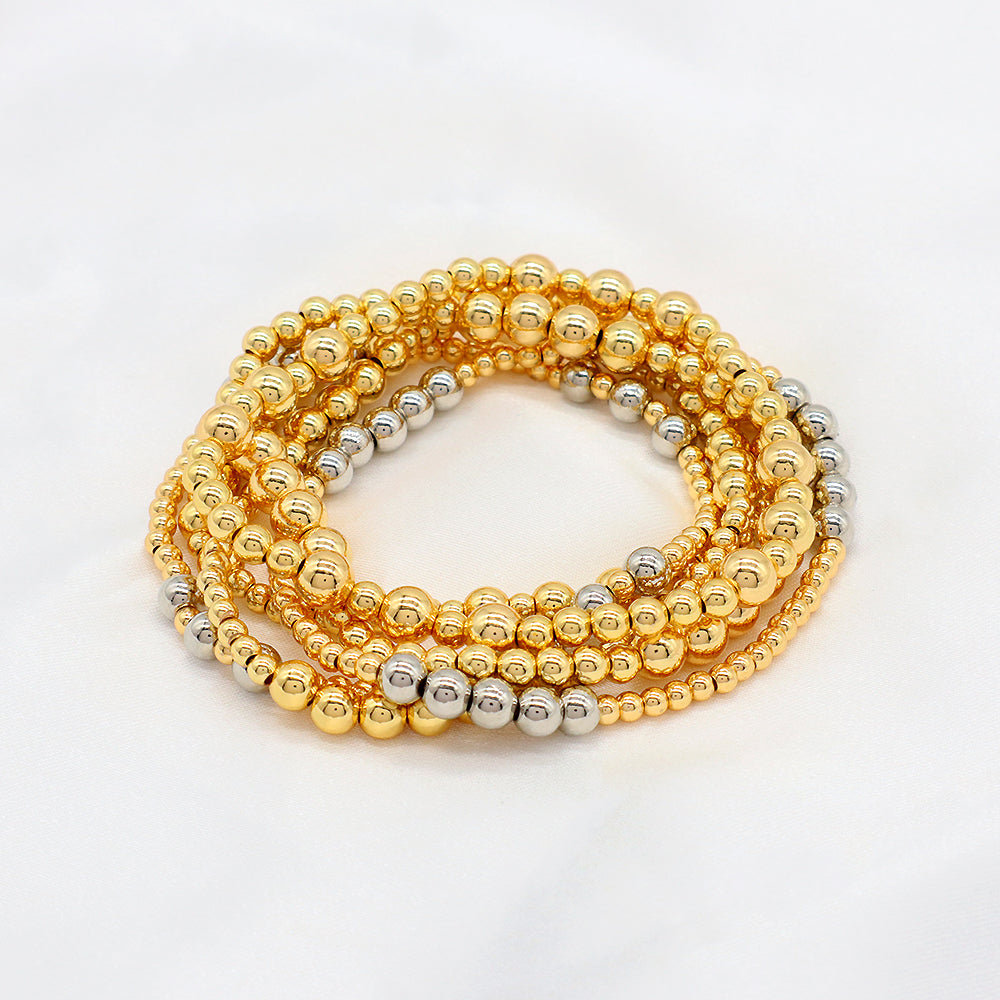 OEM Handmade 3mm 5mm Gold Plated Brass Beaded Elastic Bracelet