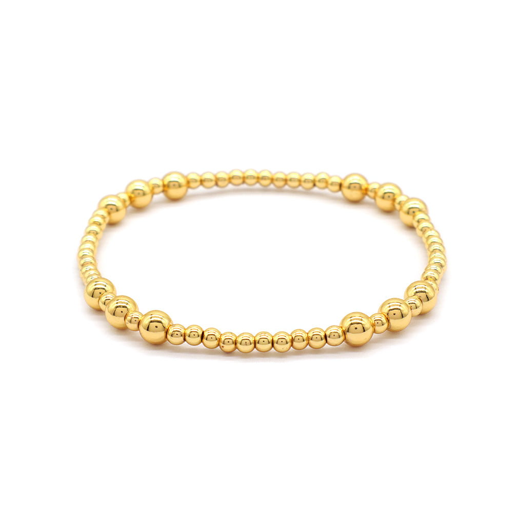 OEM Handmade 3mm 5mm Gold Plated Brass Beaded Elastic Bracelet