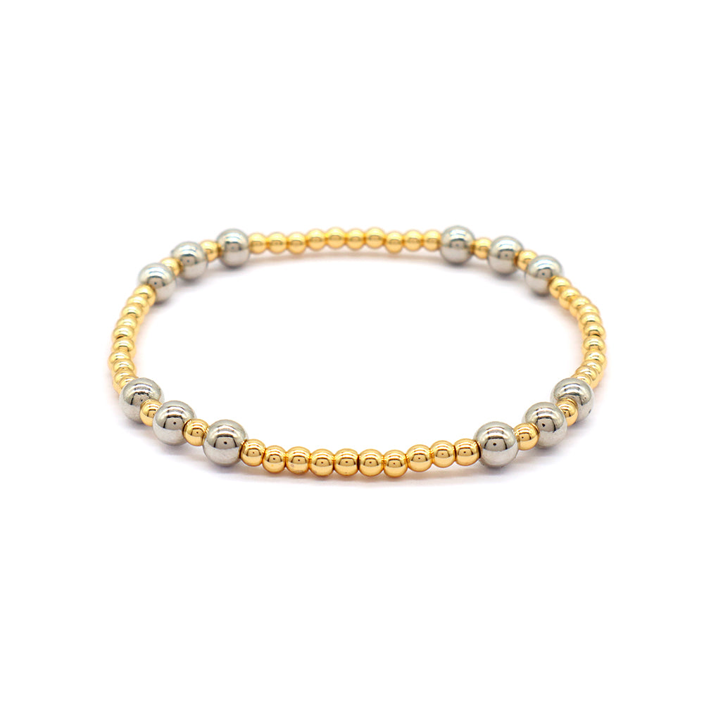 OEM Handmade 3mm 5mm Gold Plated Brass Beaded Elastic Bracelet