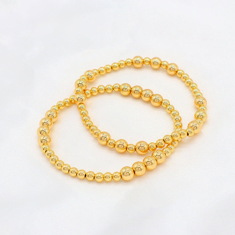 OEM Handmade 3mm 5mm Gold Plated Brass Beaded Elastic Bracelet