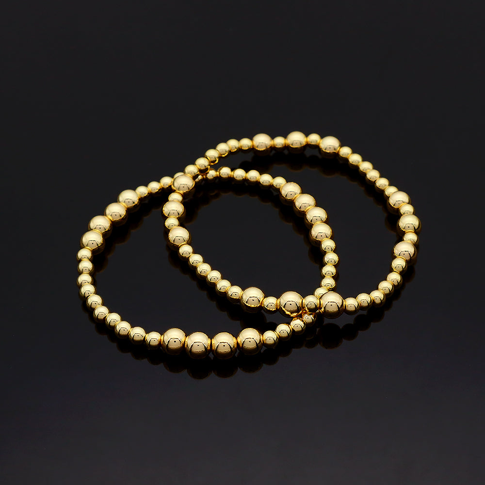 OEM Handmade 3mm 5mm Gold Plated Brass Beaded Elastic Bracelet