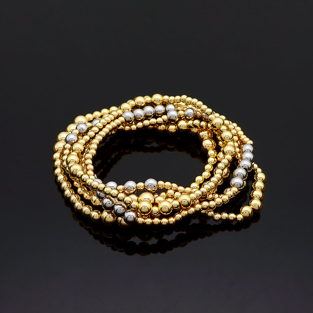 OEM Handmade 3mm 5mm Gold Plated Brass Beaded Elastic Bracelet