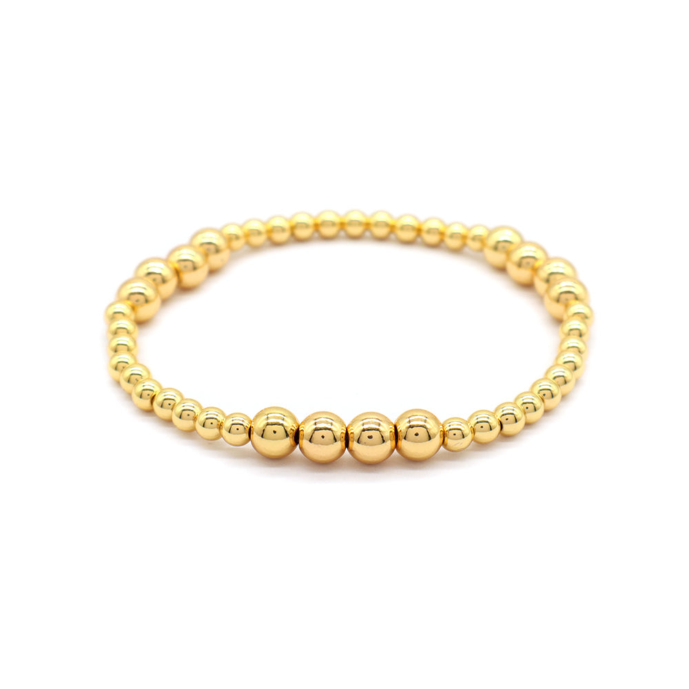 OEM Handmade 3mm 5mm Gold Plated Brass Beaded Elastic Bracelet