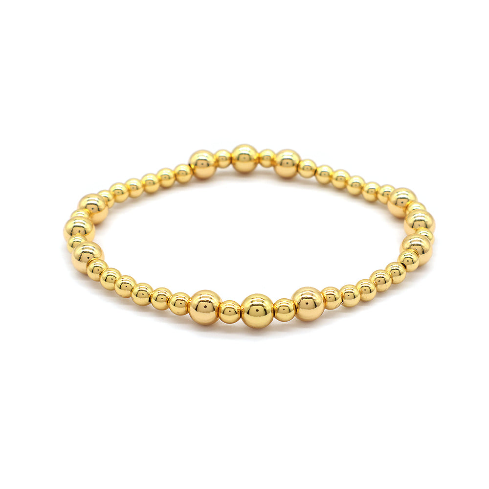 OEM Handmade 3mm 5mm Gold Plated Brass Beaded Elastic Bracelet