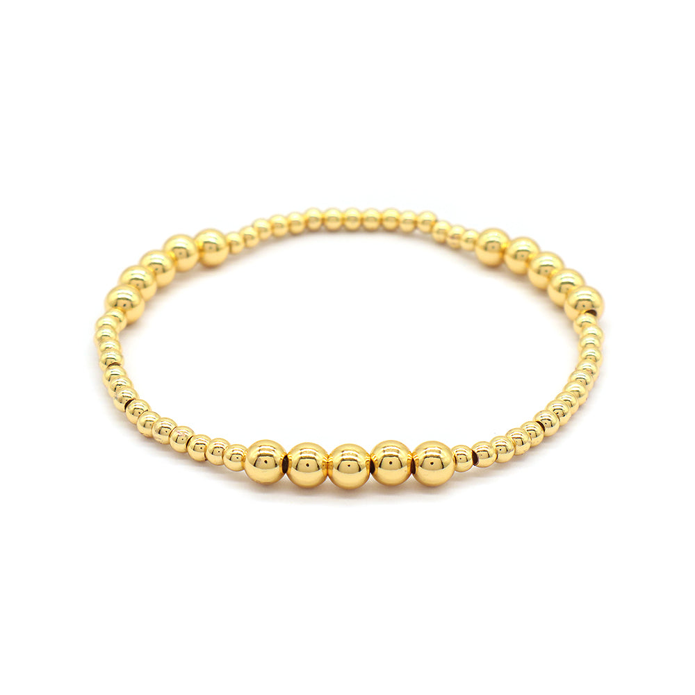 OEM Handmade 3mm 5mm Gold Plated Brass Beaded Elastic Bracelet