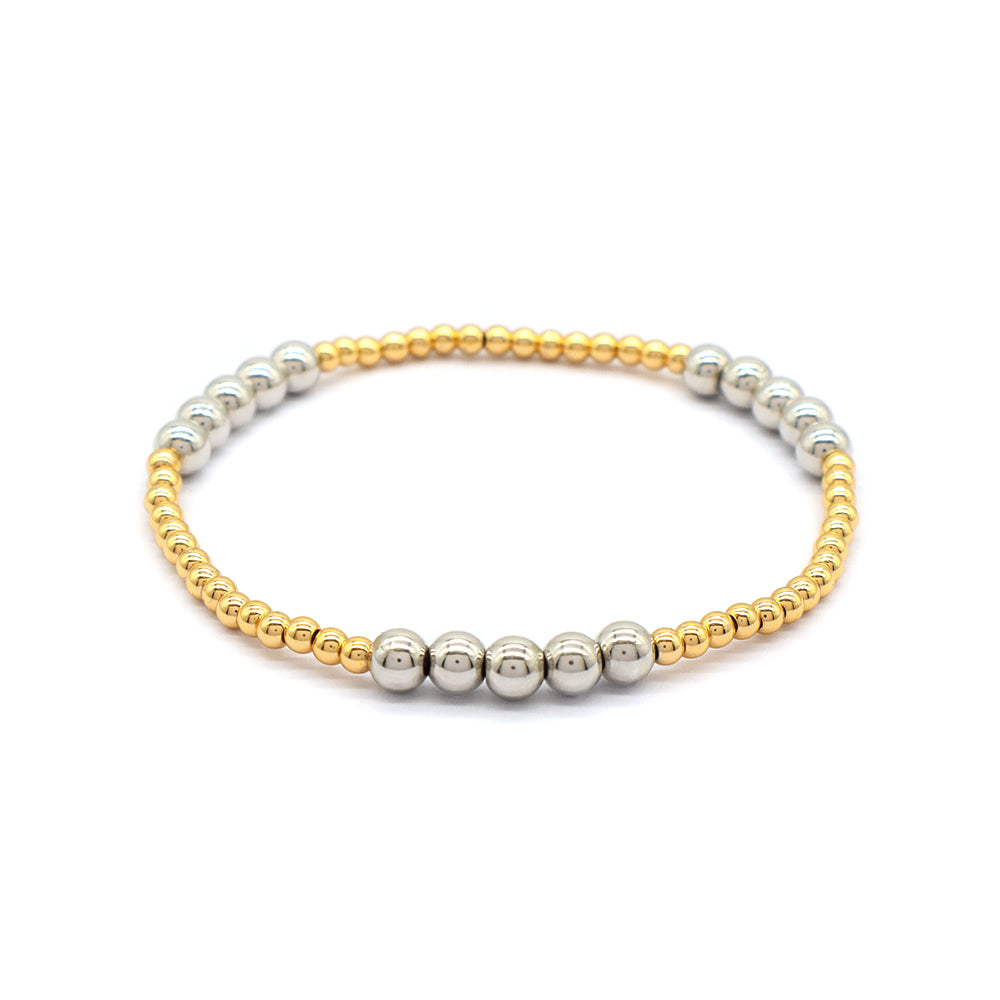 OEM Handmade 3mm 5mm Gold Plated Brass Beaded Elastic Bracelet