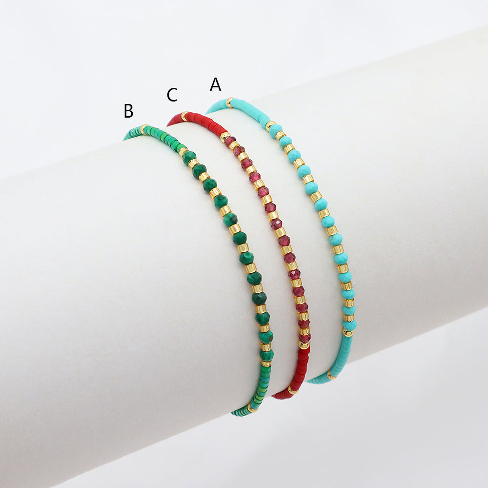 Handmade Adjustable 925 Sterling Silver Woven Macrame Miyuki Natural Stone Beads Bracelet