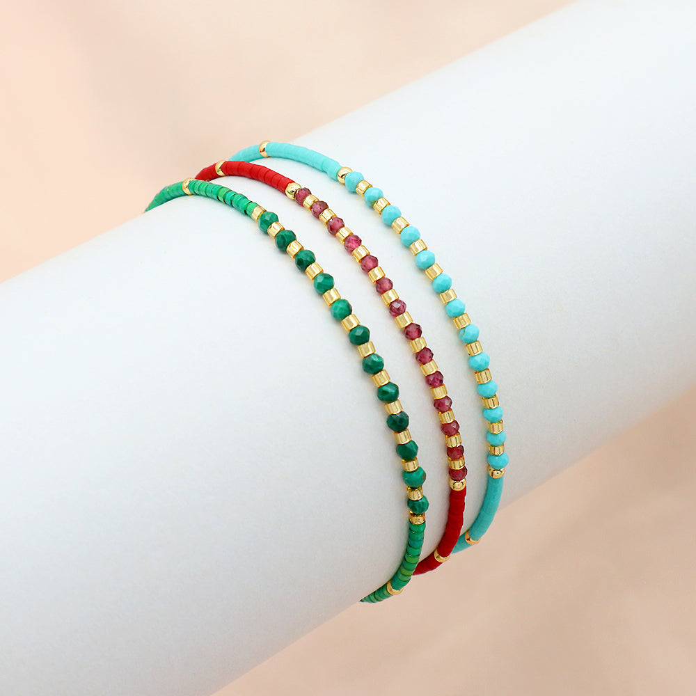 Handmade Adjustable 925 Sterling Silver Woven Macrame Miyuki Natural Stone Beads Bracelet
