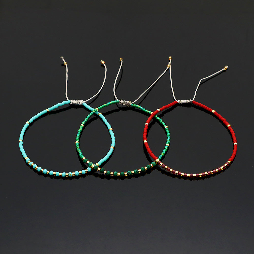 Handmade Adjustable 925 Sterling Silver Woven Macrame Miyuki Natural Stone Beads Bracelet
