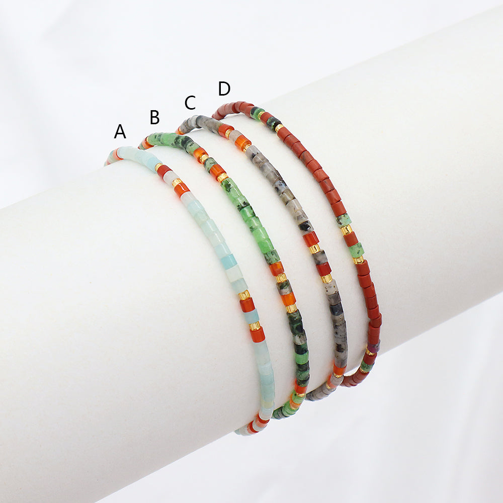 Miyuki Natural Stone Beads Elastic Adjustable Bracelet