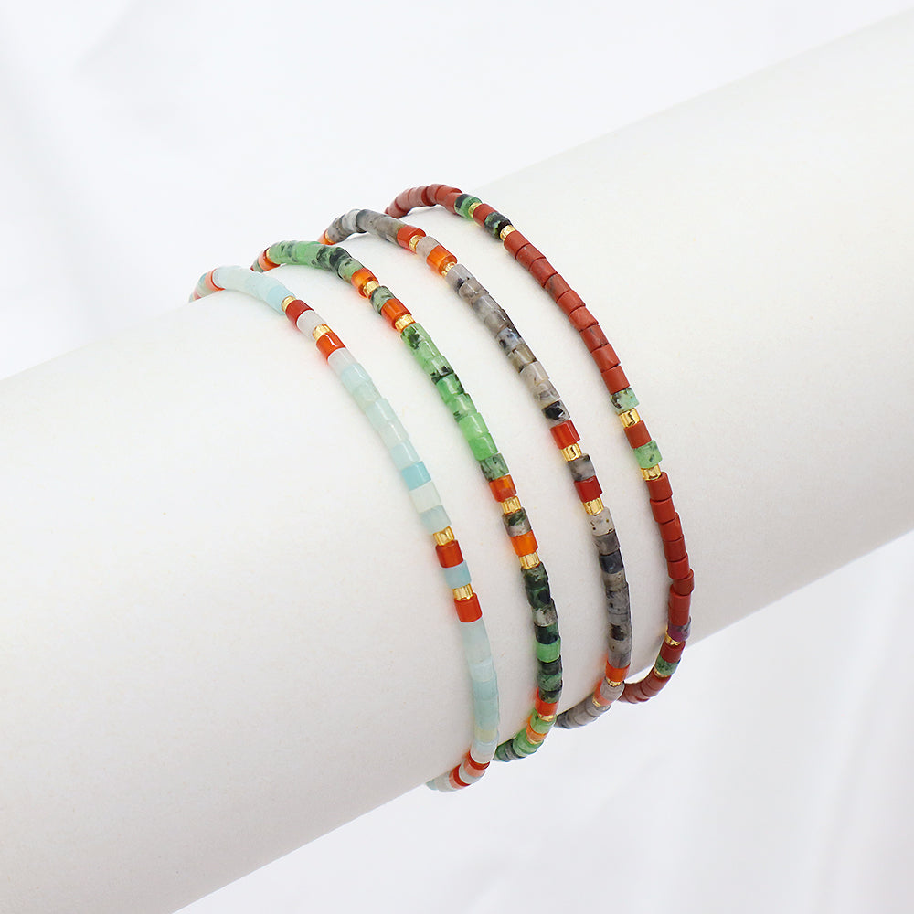 Miyuki Natural Stone Beads Elastic Adjustable Bracelet