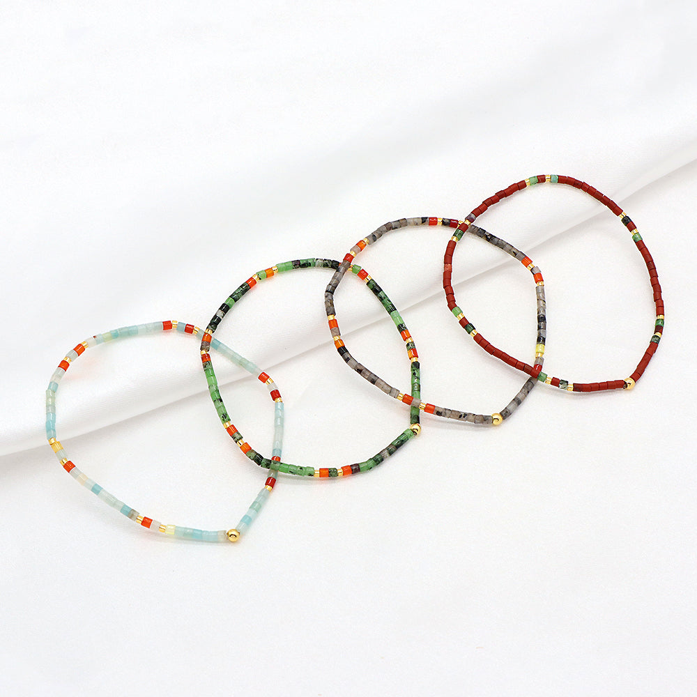 Miyuki Natural Stone Beads Elastic Adjustable Bracelet