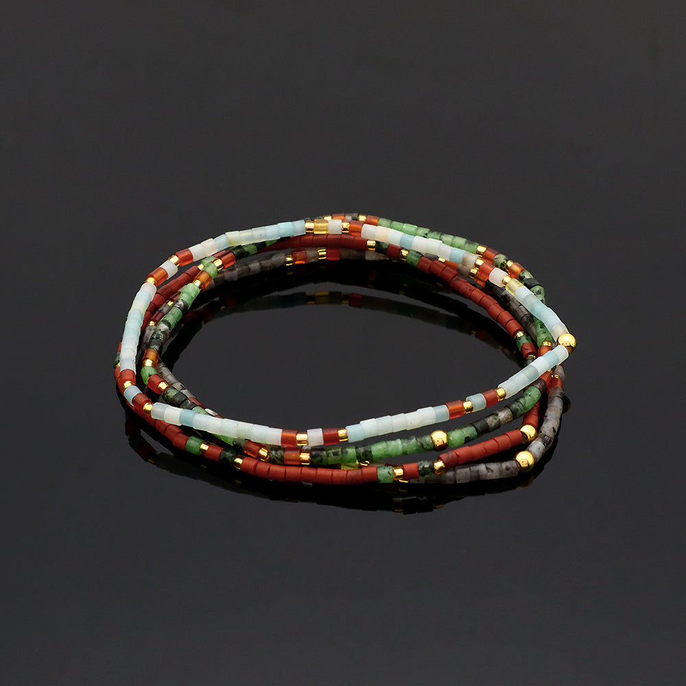 Miyuki Natural Stone Beads Elastic Adjustable Bracelet