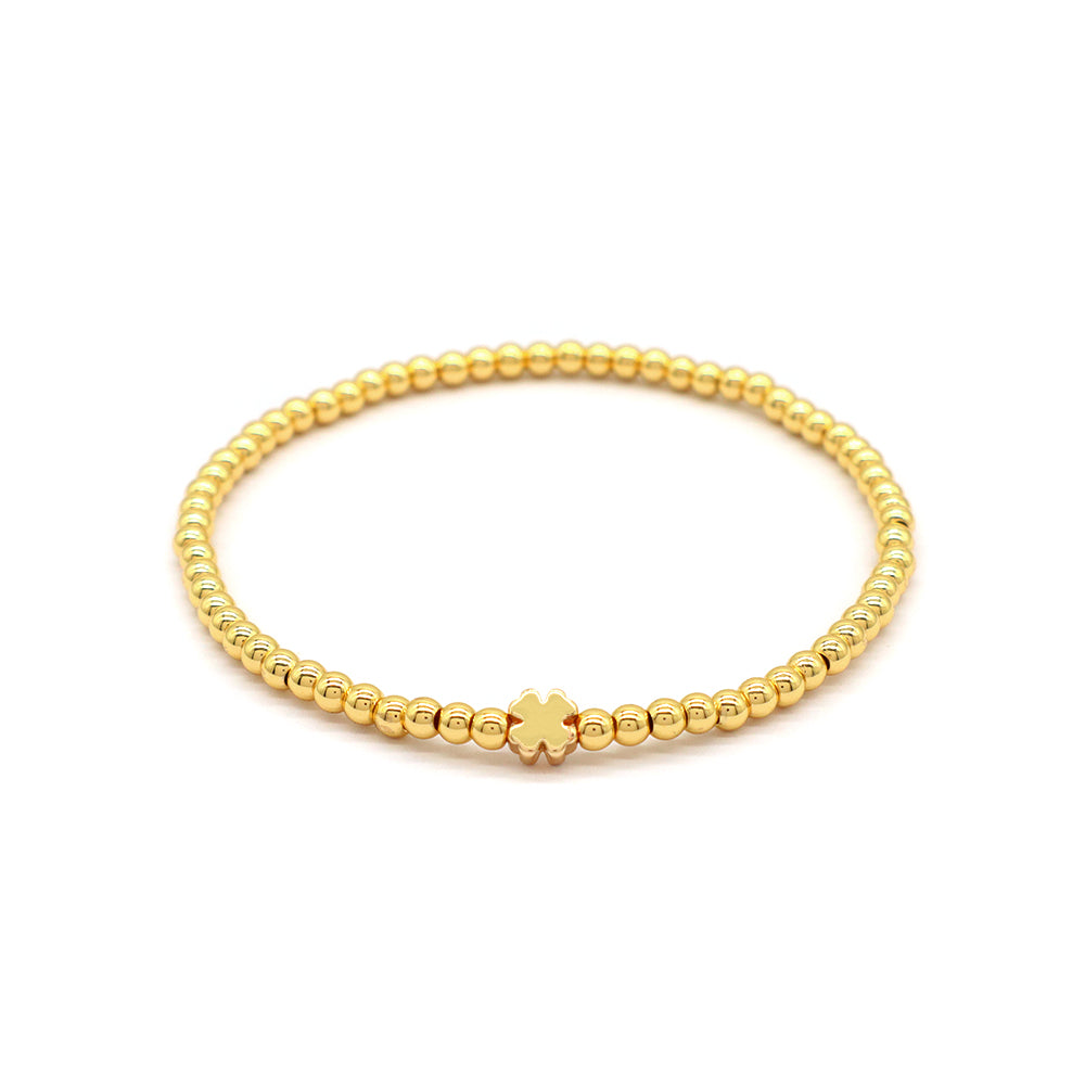 OEM Handmade Gold Plated Brass Charms Natural Stone Beaded Elastic Bracelet