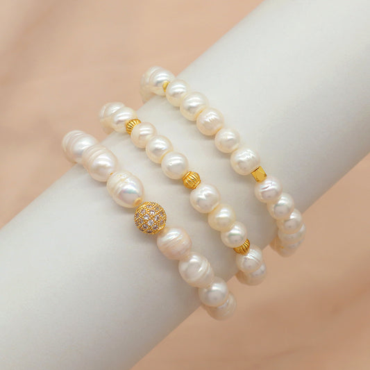 Fresh Water Pearl Handmade Elastic Adjustable Bracelet