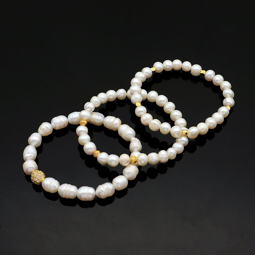 Fresh Water Pearl Handmade Elastic Adjustable Bracelet