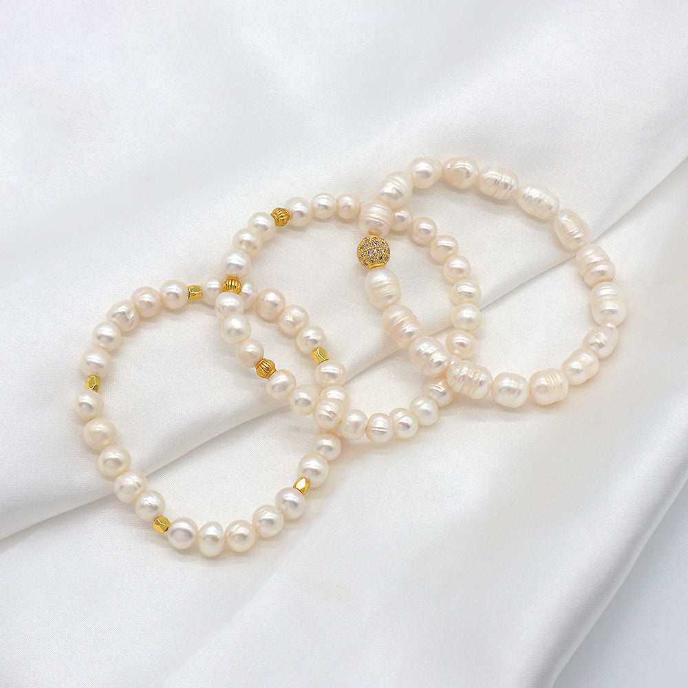 Fresh Water Pearl Handmade Elastic Adjustable Bracelet
