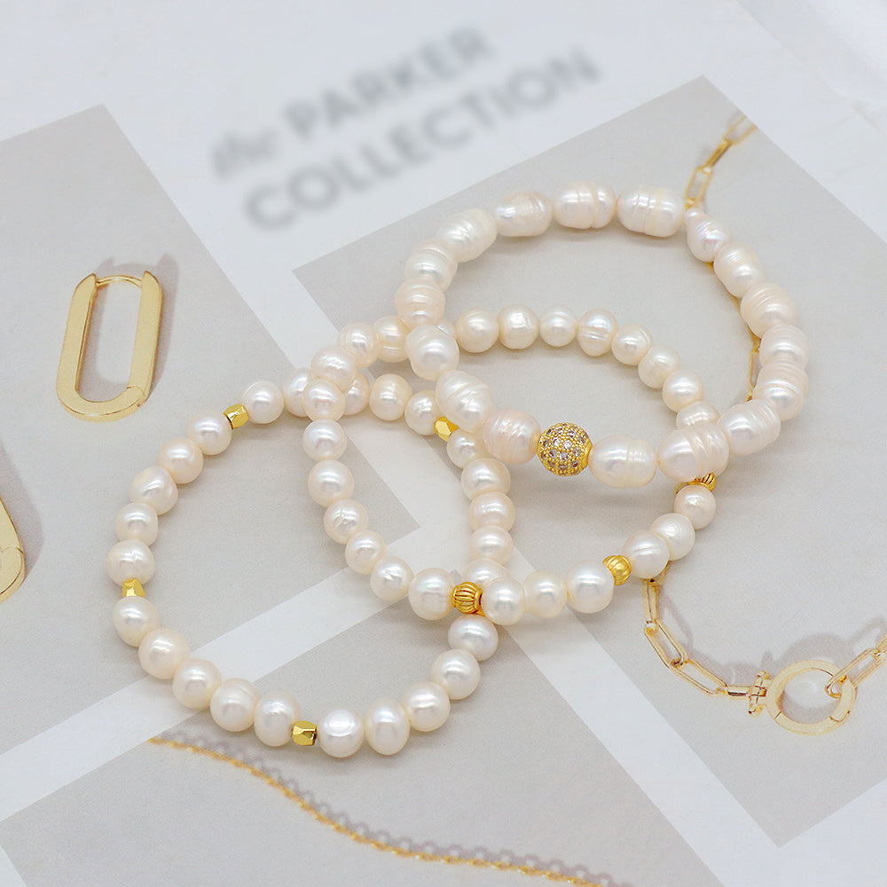 Fresh Water Pearl Handmade Elastic Adjustable Bracelet