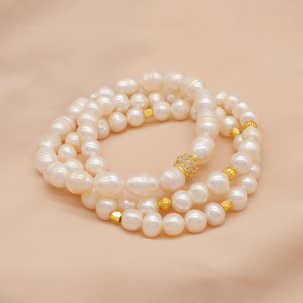 Fresh Water Pearl Handmade Elastic Adjustable Bracelet
