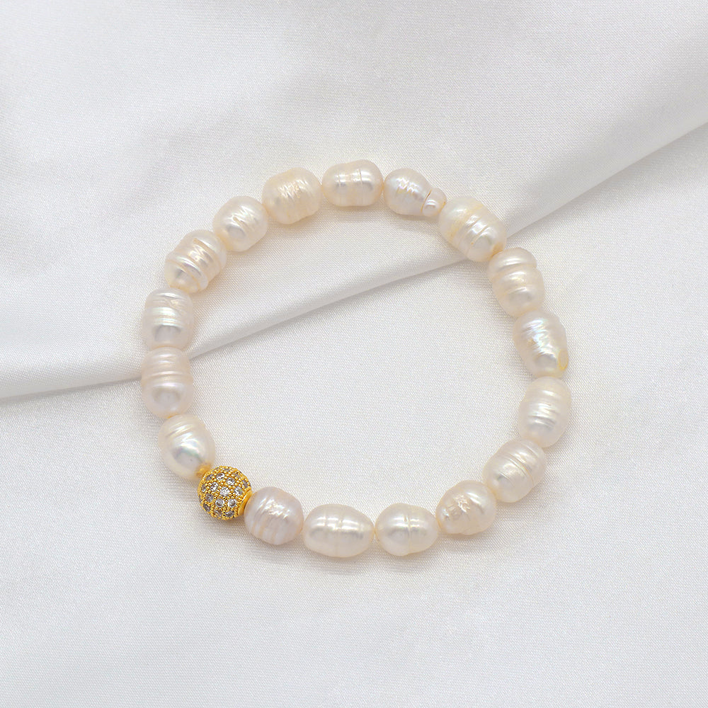 Fresh Water Pearl Handmade Elastic Adjustable Bracelet