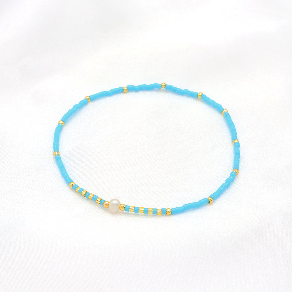 Colorful Miyuki Beads Fresh Water Pearl Handmade Elastic Bracelet