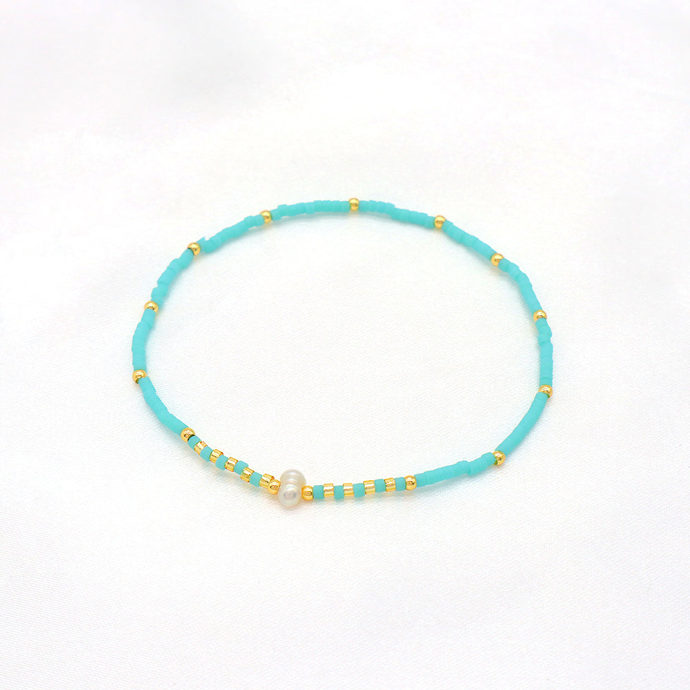 Colorful Miyuki Beads Fresh Water Pearl Handmade Elastic Bracelet
