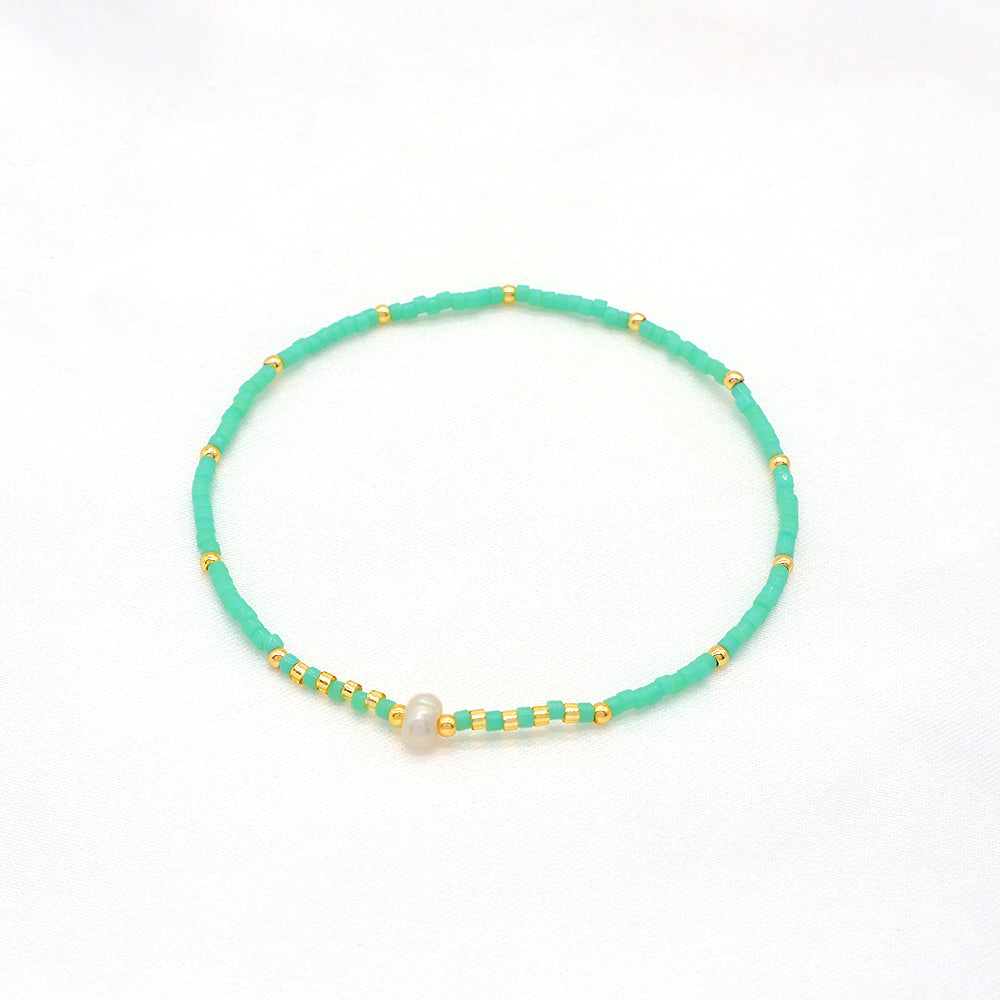 Colorful Miyuki Beads Fresh Water Pearl Handmade Elastic Bracelet