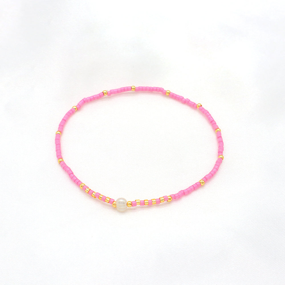 Colorful Miyuki Beads Fresh Water Pearl Handmade Elastic Bracelet