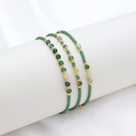 Custom Miyuki Beads Natural Stone Handmade Elastic Bracelet