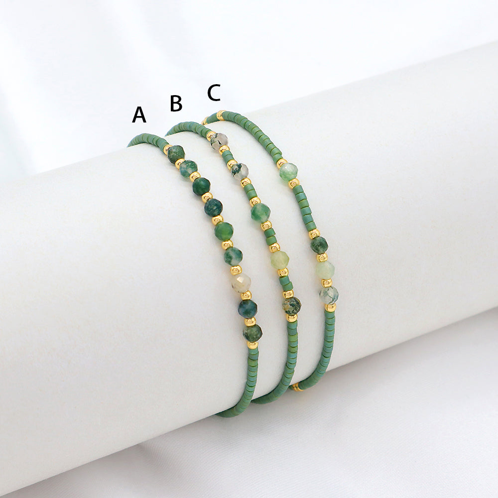 Custom Miyuki Beads Natural Stone Handmade Elastic Bracelet