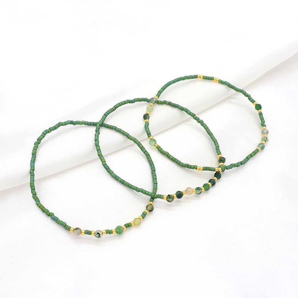 Custom Miyuki Beads Natural Stone Handmade Elastic Bracelet