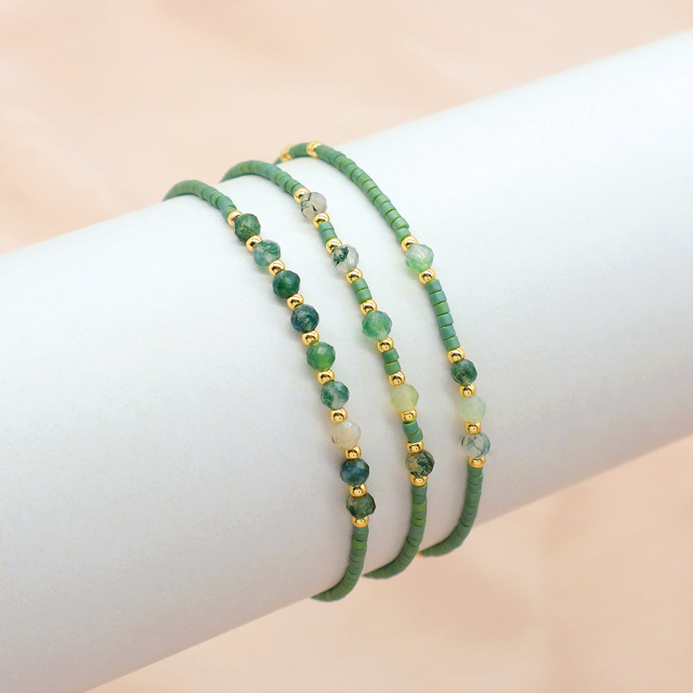 Custom Miyuki Beads Natural Stone Handmade Elastic Bracelet