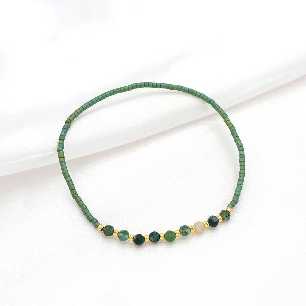Custom Miyuki Beads Natural Stone Handmade Elastic Bracelet