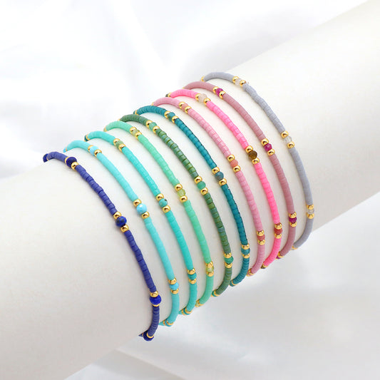 Custom Handmade Colorful Miyuki Beads Natural Stone Elastic Bracelet