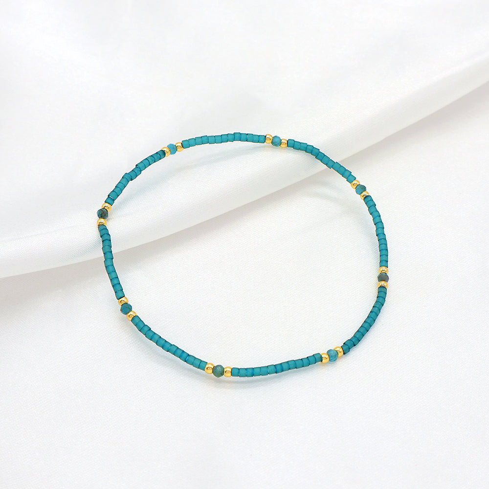 Custom Handmade Colorful Miyuki Beads Natural Stone Elastic Bracelet