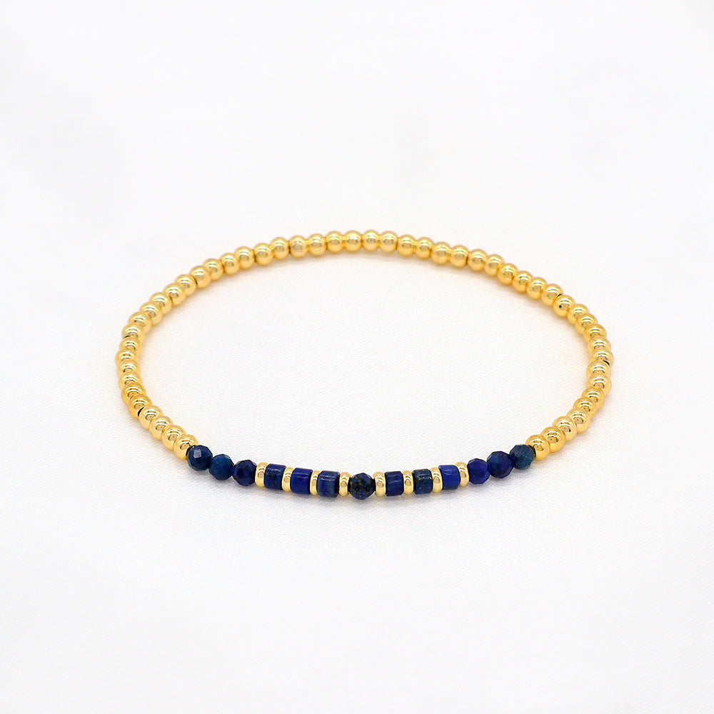 Multiple Colorful Natural Stone Beads With Gold Plated 3mm Brass Beads Bracelet