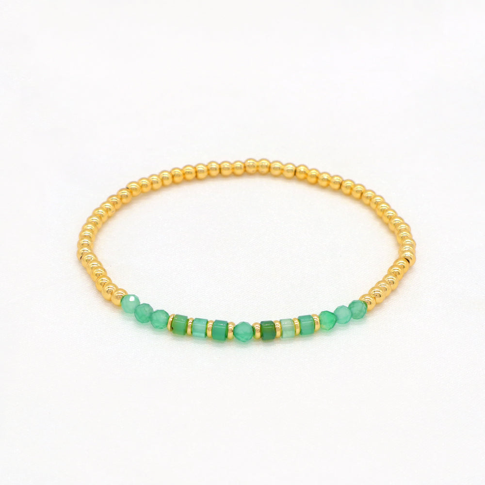 Multiple Colorful Natural Stone Beads With Gold Plated 3mm Brass Beads Bracelet