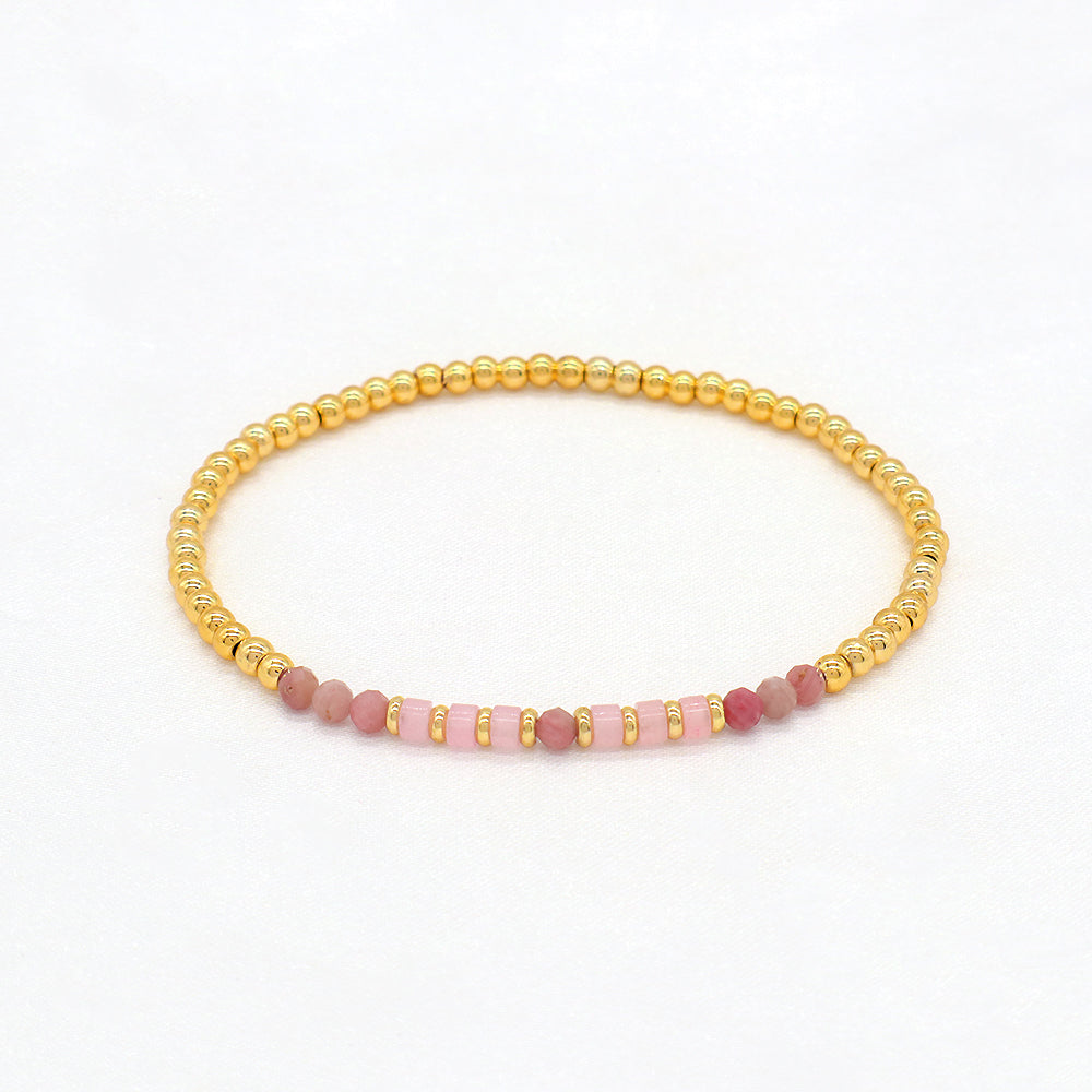 Multiple Colorful Natural Stone Beads With Gold Plated 3mm Brass Beads Bracelet