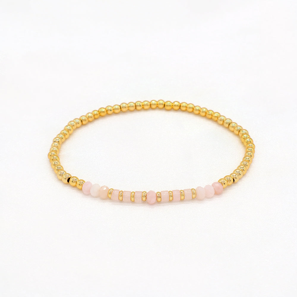 Multiple Colorful Natural Stone Beads With Gold Plated 3mm Brass Beads Bracelet