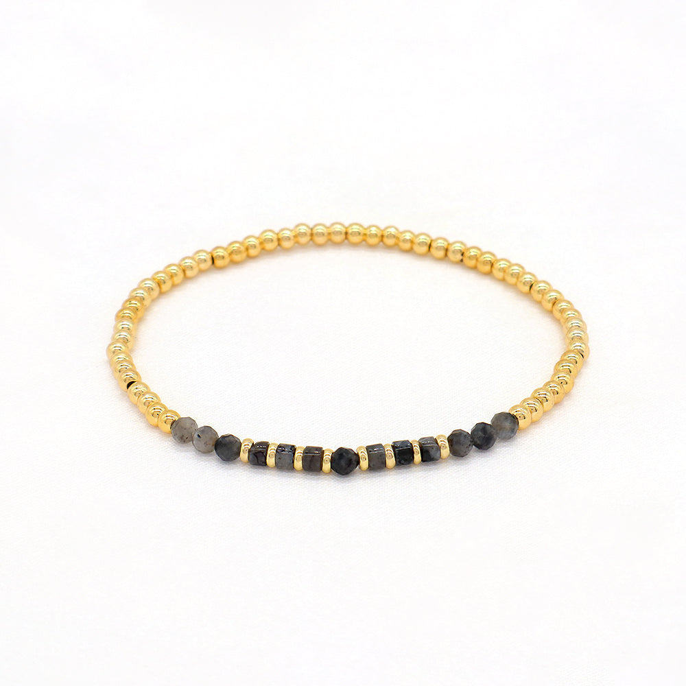 Multiple Colorful Natural Stone Beads With Gold Plated 3mm Brass Beads Bracelet