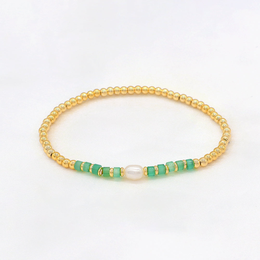 Multiple Colorful Natural Stone Beads With Gold Plated 3mm Brass Beads Bracelet