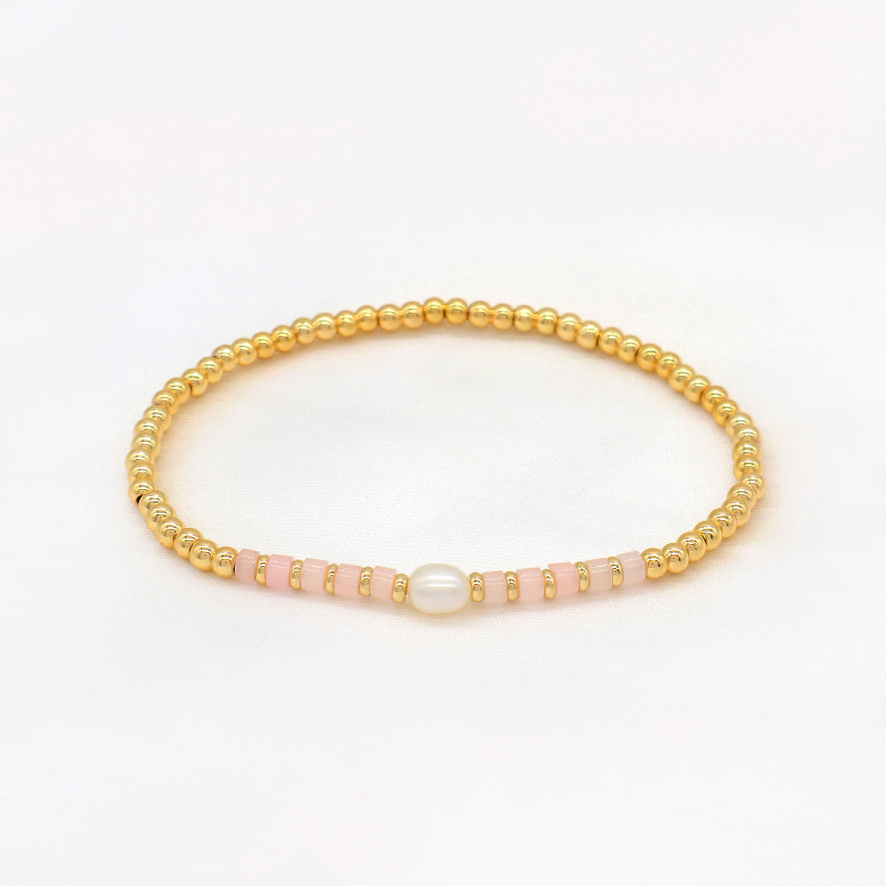 Multiple Colorful Natural Stone Beads With Gold Plated 3mm Brass Beads Bracelet