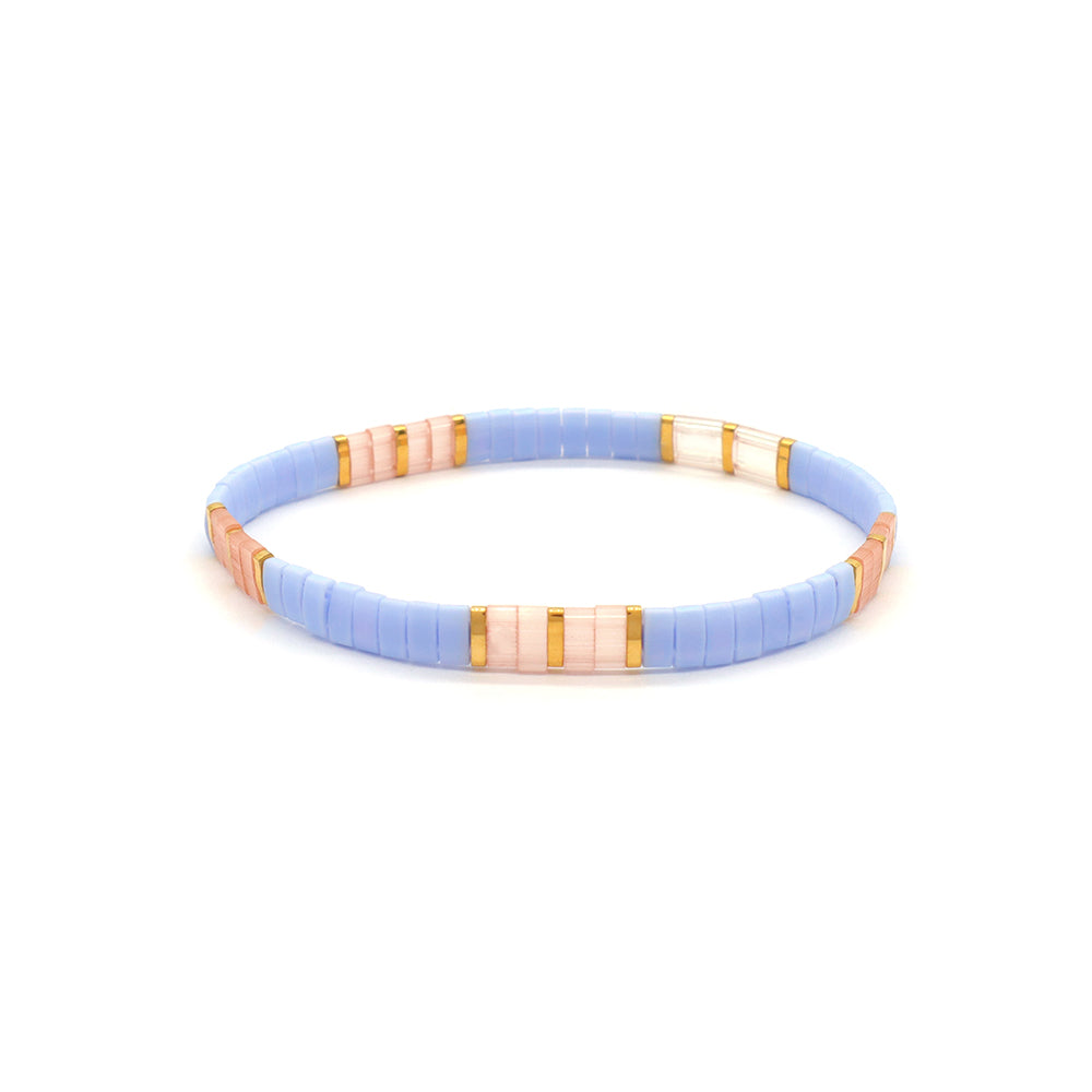 Handmade Colorful Flat Tile Miyuki Tila Beaded Elastic Bracelet