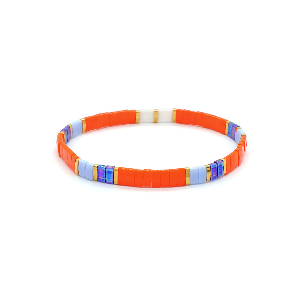 Handmade Colorful Flat Tile Miyuki Tila Beaded Elastic Bracelet