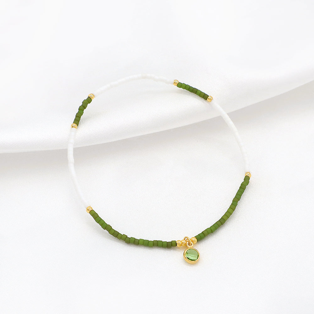 Handmade Colorful Miyuki Beads CZ Charms Elastic Bracelet