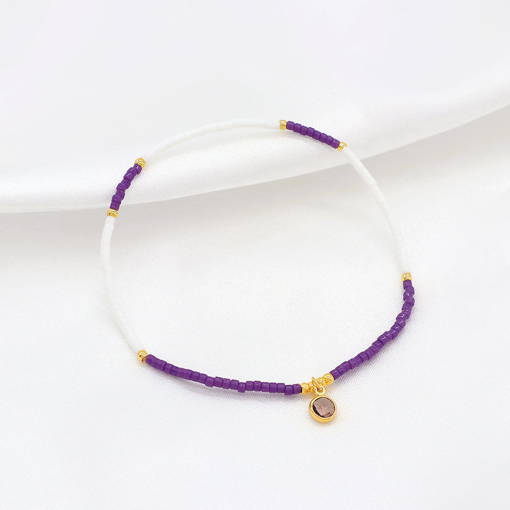 Handmade Colorful Miyuki Beads CZ Charms Elastic Bracelet